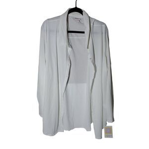 NWT LulaRoe White Long-sleeved Blouse Dress-up Women's Shirt 3XL
